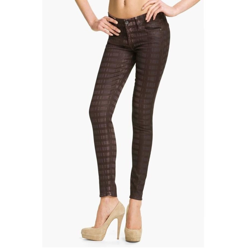 7 For All Mankind Plaid Coated Skinny Jeans